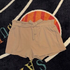 Hot Kiss High Waist Tan Shorts with Tie Belt